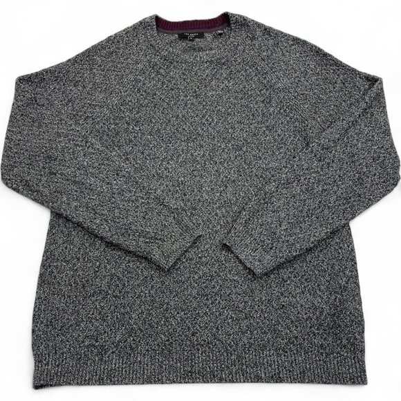 Ted Baker London Size 5 Men's Cable Knit Gray Black Cotton Blend Sweater XL - Picture 1 of 8